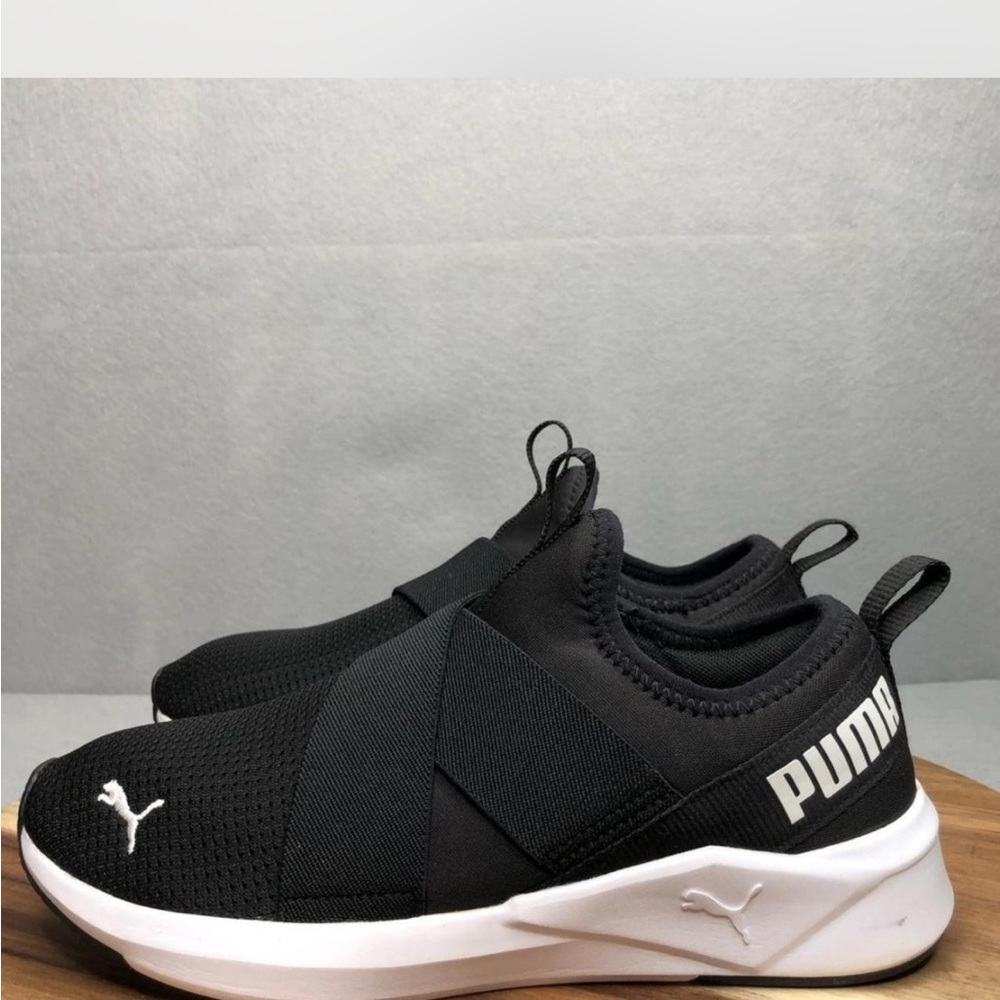 Puma Black and White Slip-On Sneakers